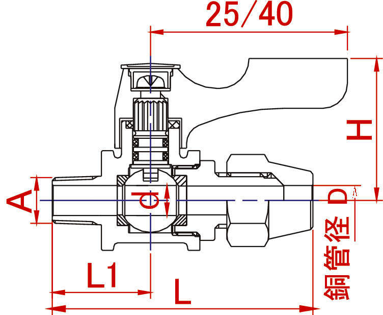 에이스볼 스트레이트형 BF 동관용플레어형