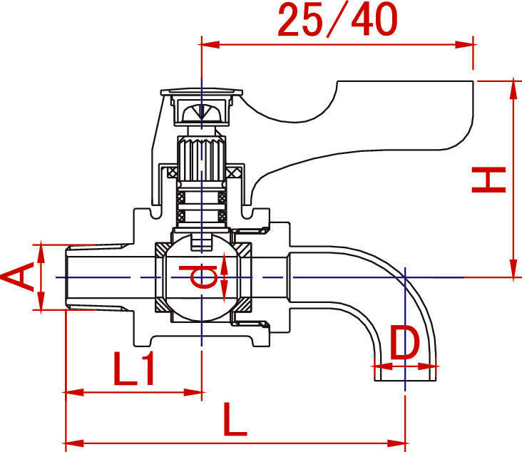 에이스볼 스트레이트형 BL 외나사, 드레인형