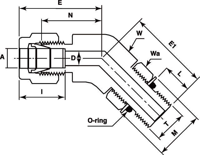V-Lok 포지션너블타입피팅 45°엘보하프유니온(UNF)
