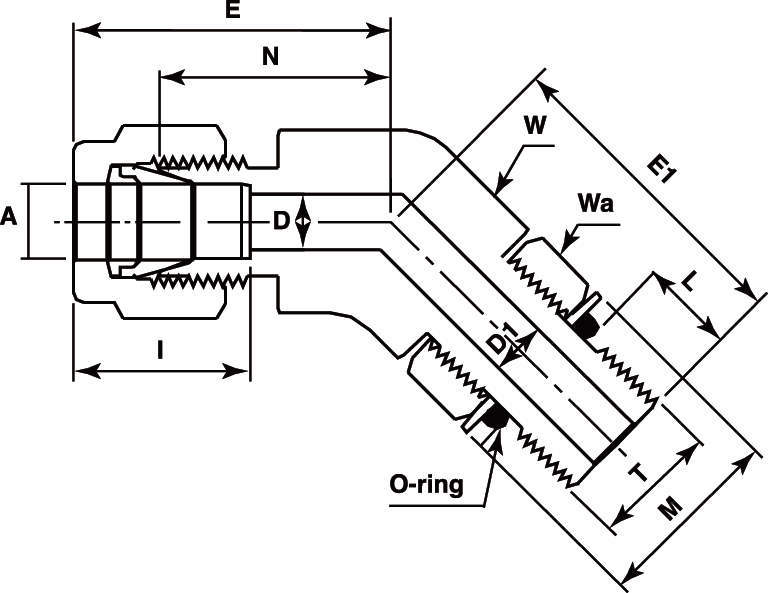 V-Lok 포지션너블타입피팅 45°엘보하프유니온(G)