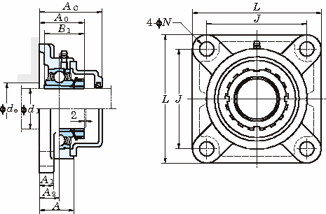 UKF 각플랜지형(테이퍼구멍·커버포함)