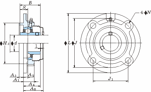 UCFC 인롱있는원형플랜지형(원통형구멍·커버포함)