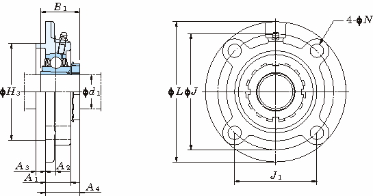 UKFC 인롱있는원형플랜지형(테이퍼구멍)