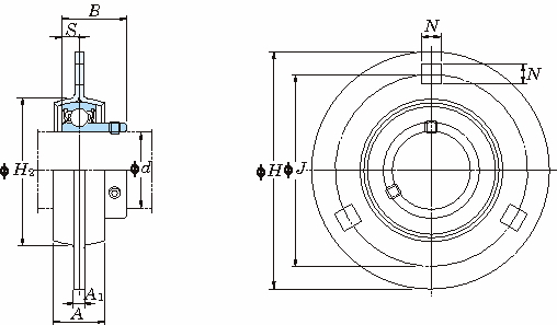 SBPF 강판제원형플랜지형(원통형구멍)