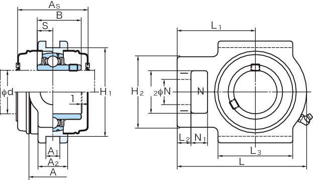 내식시리즈 UCST-H1S6 스테인레스테이크업형(원통형구멍·커버포함)