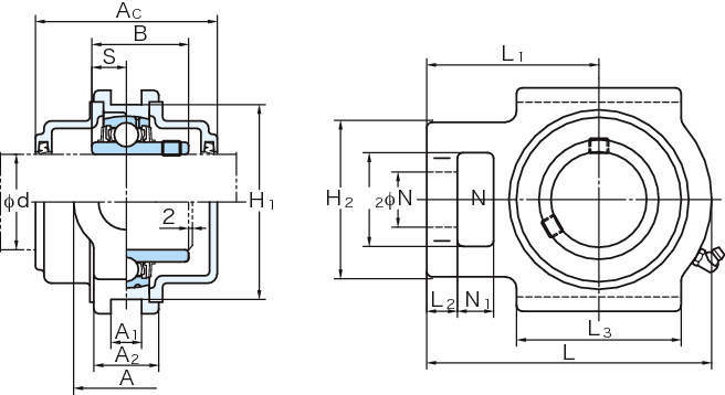 내식시리즈 UCST-H1S6 스테인레스테이크업형(원통형구멍·커버포함)