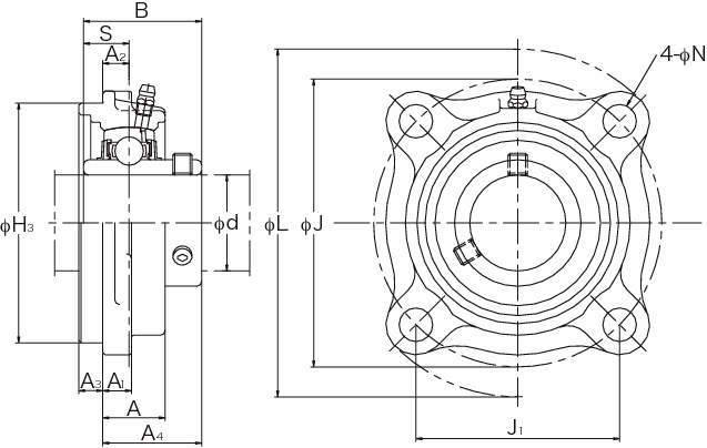내식시리즈 UCSFC-H1S6 스테인레스인롱있는원형플랜지형(원통형구멍)