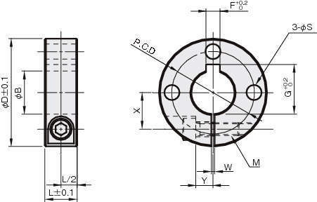 슬리트칼라 키홈·구멍3개있는타입