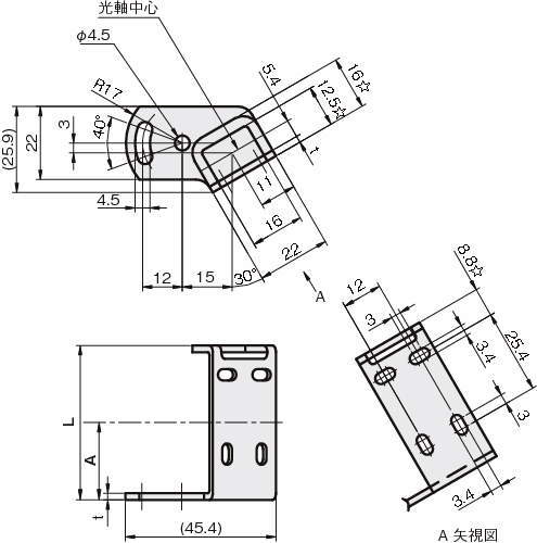 센서브라켓(광전센서용)CZ-LB타입(왼쪽30°각도있는)