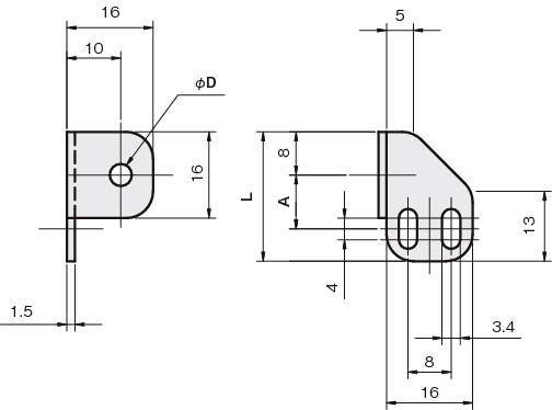 센서브라켓(광화이버센서용)L왼쪽90°각도있는타입