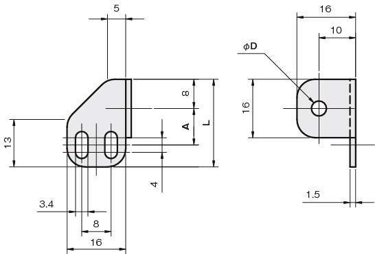 센서브라켓(광화이버센서용)L오른쪽90°각도있는타입