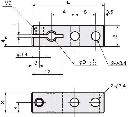 센서브라켓(광화이버센서용)슬리트타입(직렬구멍)