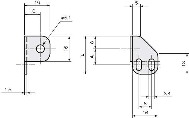 센서브라켓(근접센서용)L왼쪽90°각도있는타입