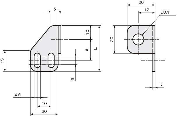 센서브라켓(근접센서용)L오른쪽90°각도있는타입