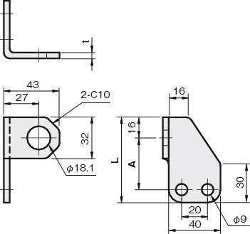 센서브라켓(근접센서용)L왼쪽90°각도있는 HD타입(고강성)