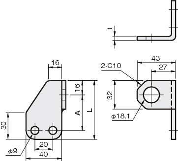 센서브라켓(근접센서용)L오른쪽90°각도있는 HD타입(고강성)