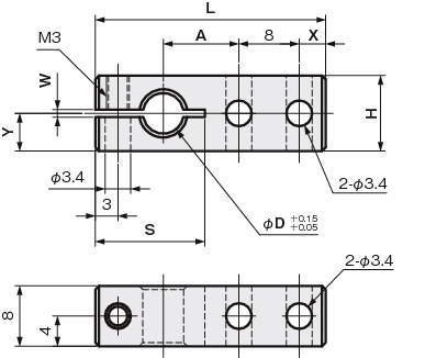 센서브라켓(근접센서용)슬리트타입(직렬구멍)