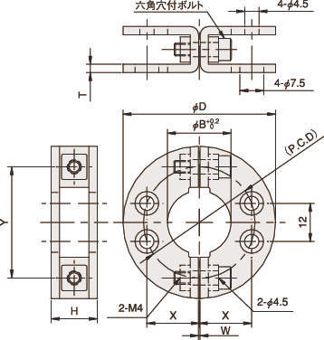 샤프트브라켓(둥근샤프트용) 구멍4개있는타입
