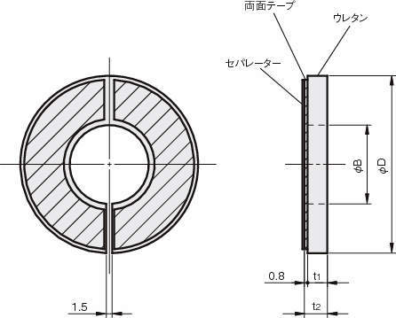 우레탄댐퍼 슬리트 양면테이프 있는 타입