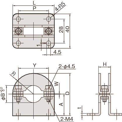 샤프트브라켓(둥근샤프트용) 플랜지붙이타입