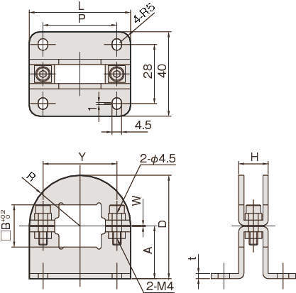 샤프트브라켓(각샤프트용) 플랜지붙이타입