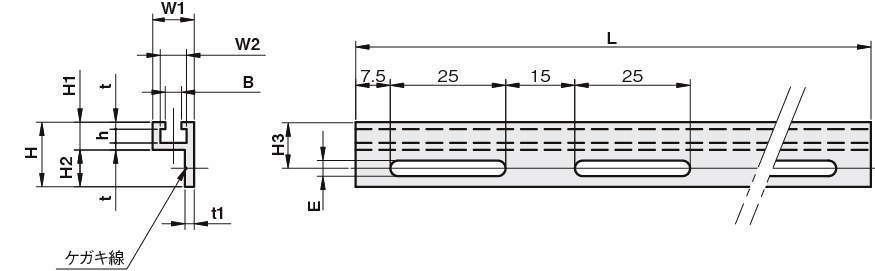 센서브라켓 센서레일플랜지직교·장공있는타입