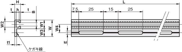 센서브라켓 센서레일플랜지평행·장공있는타입