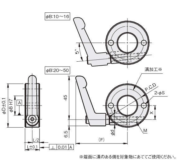 쐐기칼라 구멍2개있는타입(클램프레버있음)