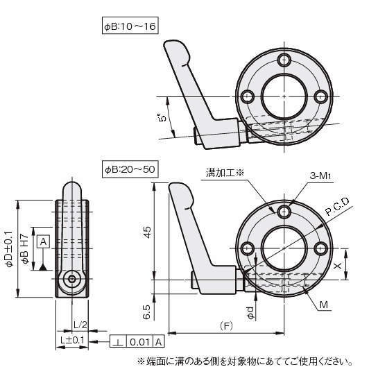 쐐기칼라 나사구멍3개있는타입 (클램프레버있음)