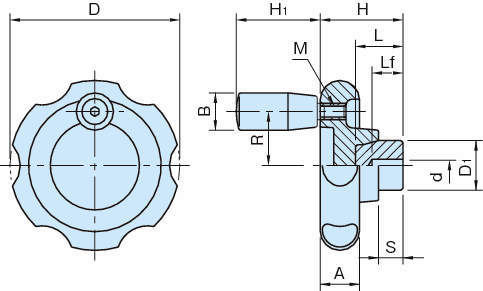 SK-R 식스로브노브(손잡이부착형)