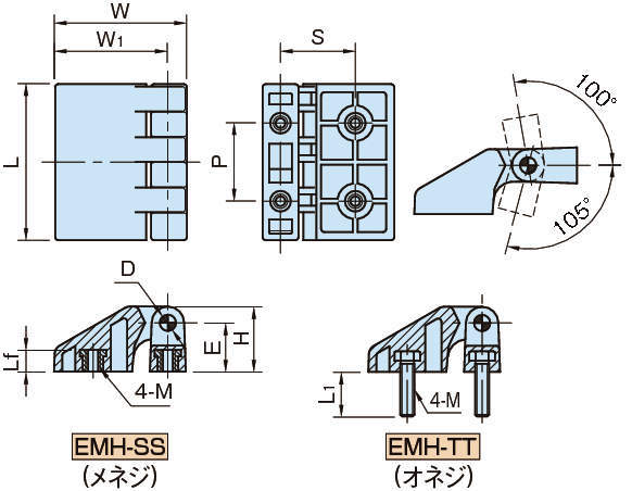 EMH 엔프라머시너리힌지(선회각도205°)