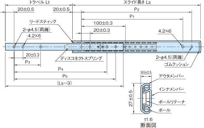 RS27S-A 슬라이드레일(디스콘넥트자동타입)