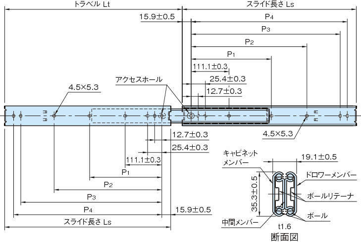 RS35D 슬라이드레일(오버트래블타입타입)
