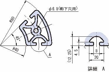 R40/80-45°라운드프로파일