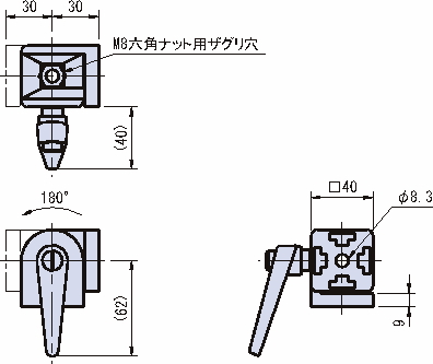 클램프레버있음앵글힌지40