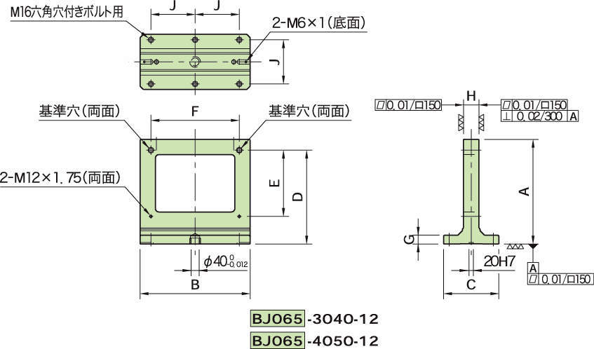 BJ065(M12) MC2면블록(서브플레이트타입)