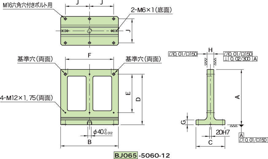 BJ065(M12) MC2면블록(서브플레이트타입)