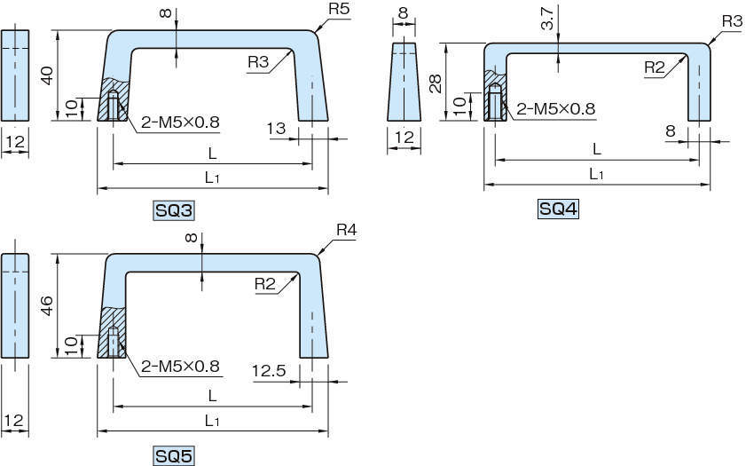 SQ3·SQ4·SQ5 스퀘어알미늄핸들