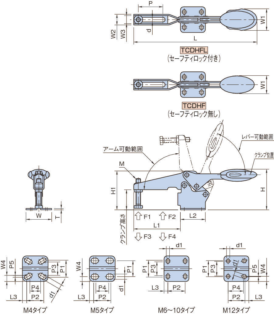 TCDHFL·TCDHF 세이프티록부착토글클램프, 토글클램프