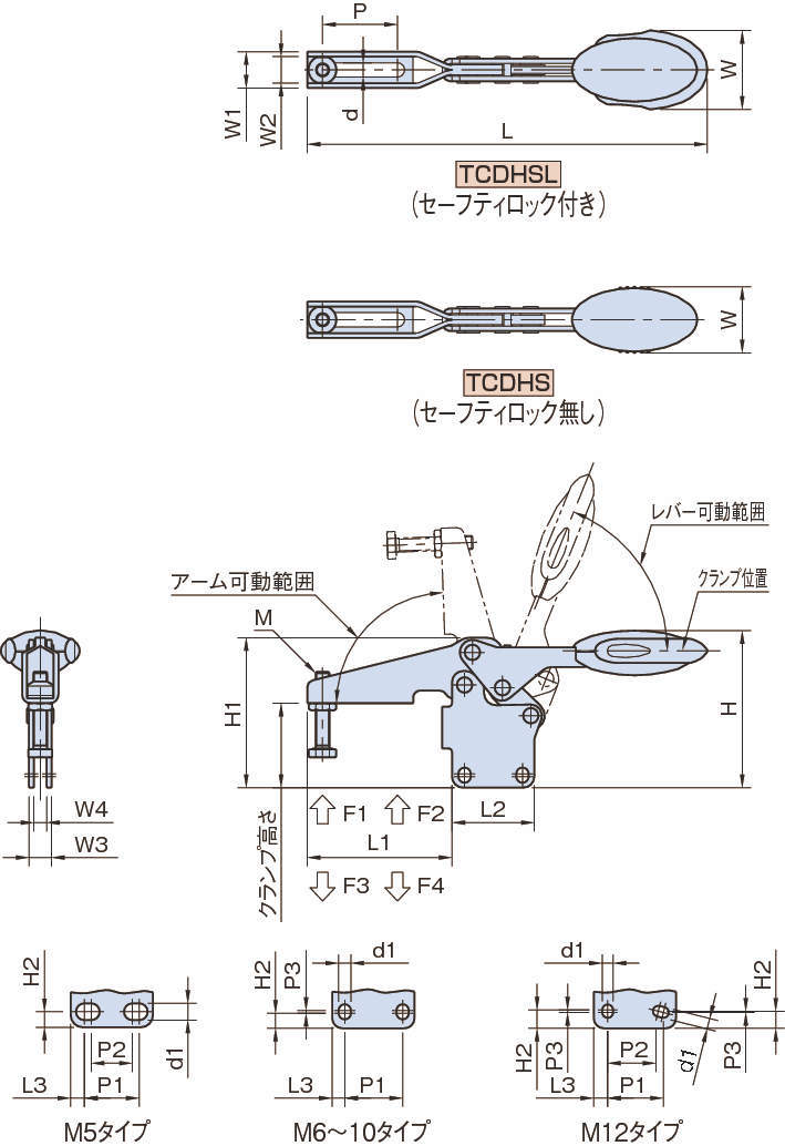 TCDHSL·TCDHS 세이프티록부착토글클램프, 토글클램프
