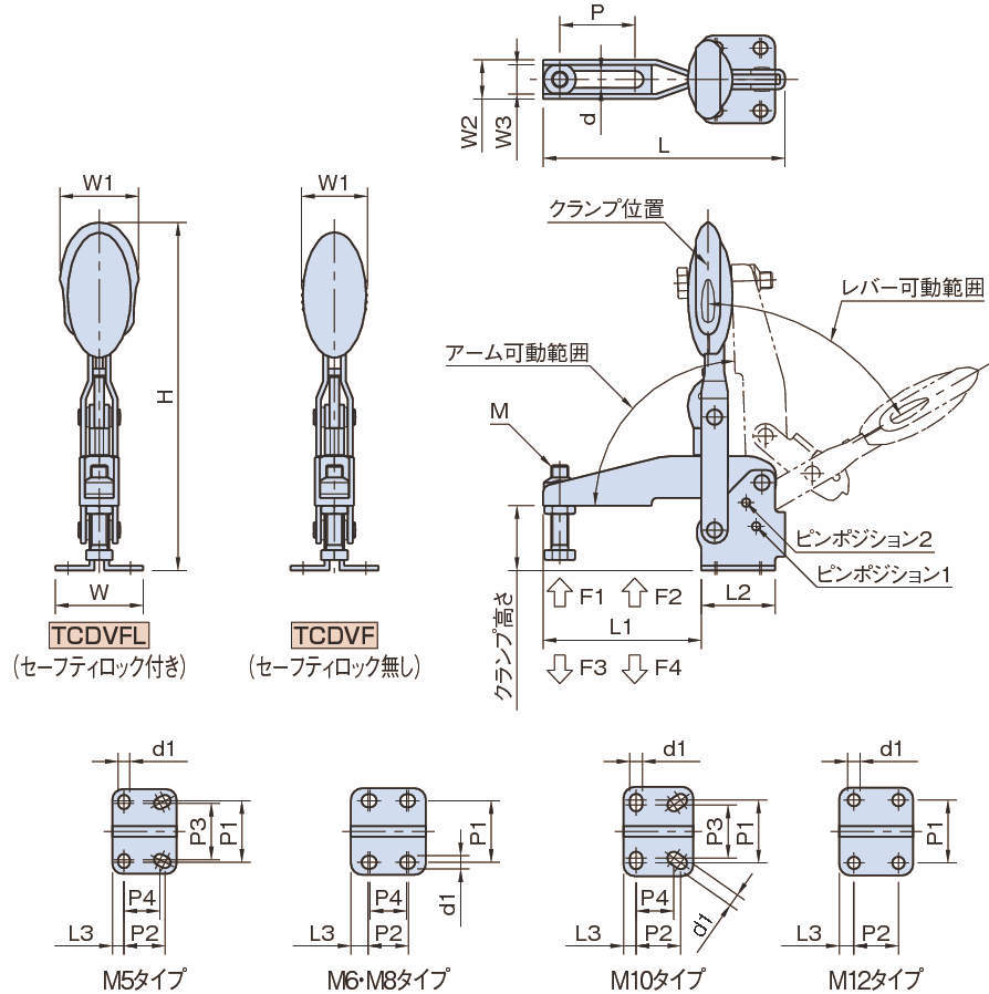 TCDVFL·TCDVF 세이프티록부착토글클램프, 토글클램프