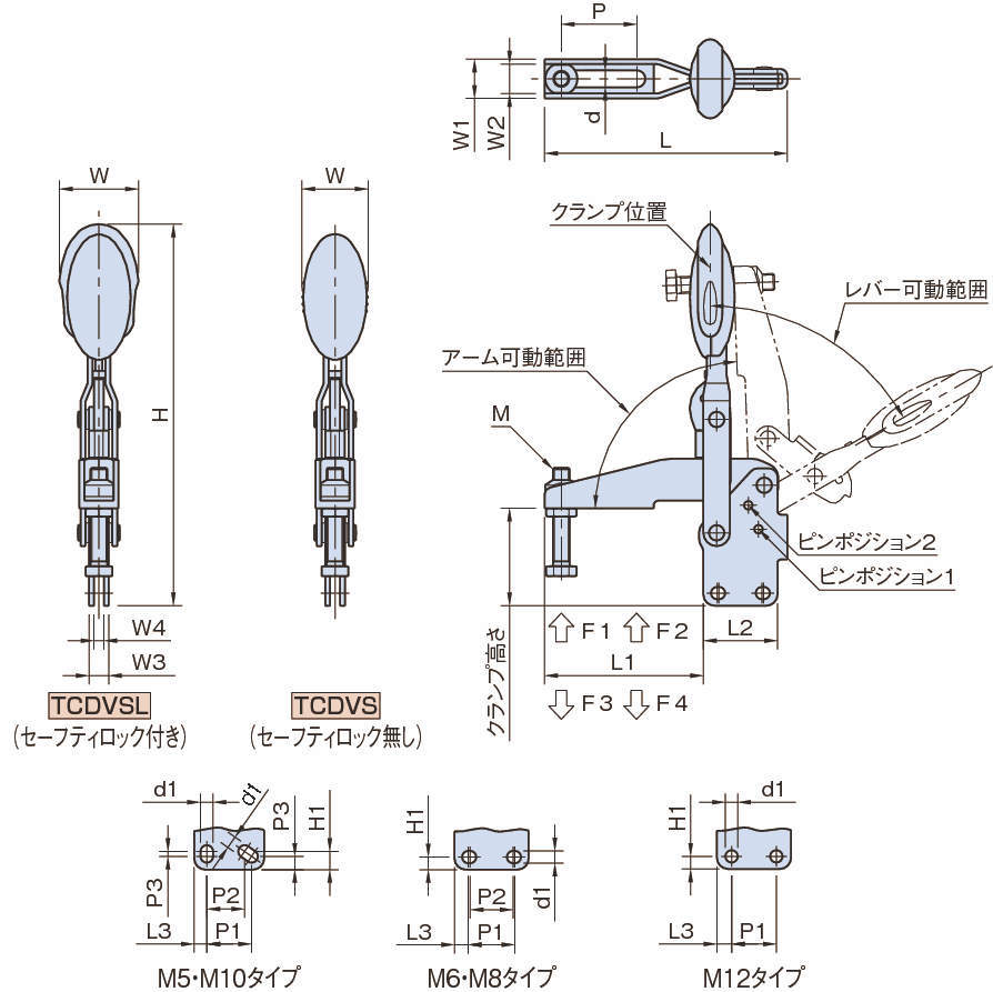 TCDVSL·TCDVS 세이프티록부착토글클램프, 토글클램프
