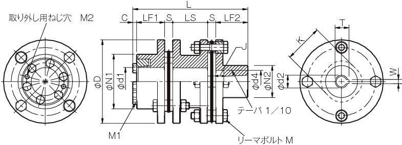 SFS-G 서보플렉스커플링(더블엘리먼트·플로팅샤프트·테이퍼축)