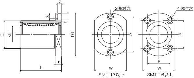 SMT 슬라이드부시(싱글·2면모따기플랜지형)