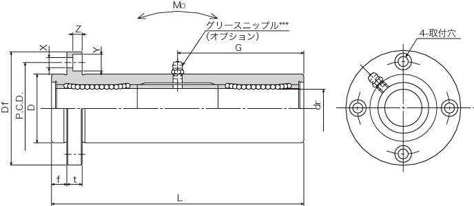 TRF-E 슬라이드부시(트리플·원형플랜지형·돌출붙이)
