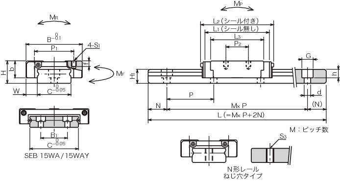 SEB-WA 미니츄어슬라이드가이드(와이드타입·볼비유지)