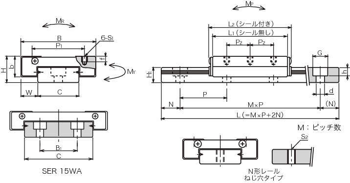 SER-WA 미니츄어슬라이드가이드(롤러식·와이드타입)