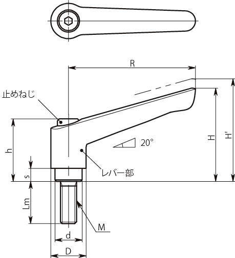 LEMS 클램프레버(수나사·스테인레스)