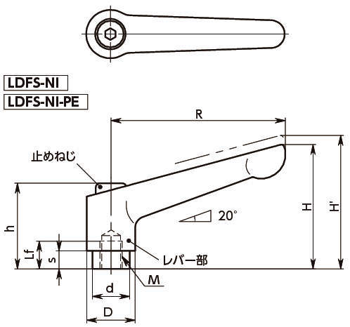 LDFS-NI 클램프레버(암나사·전체스테인레스)
