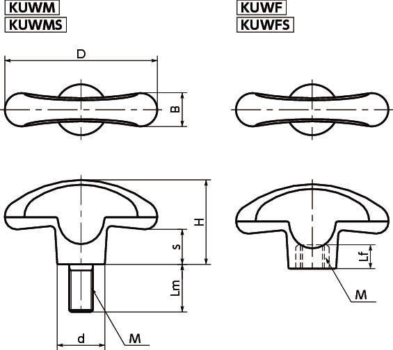 KUWFS 플라스틱윙노브(암나사)